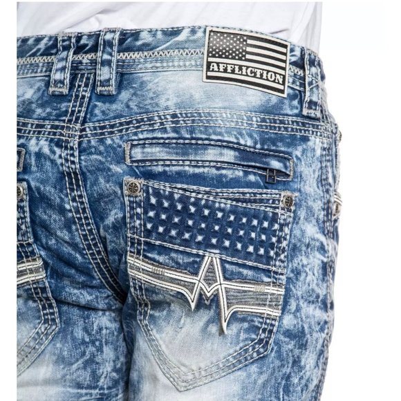 Affliction Apparel Affliction Men's GAGE APEX Skinny Black Denim Jeans - Biker Style, 99% Cotton Affliction Black - Foto 3